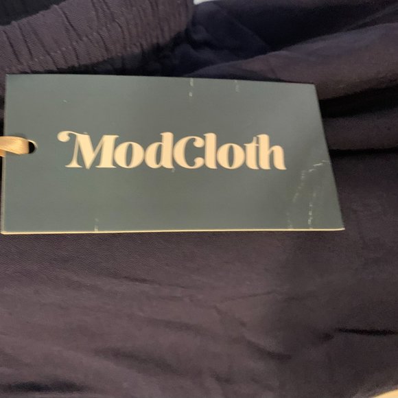 ModCloth Office Wide Leg Ankle Pants Size L NEW Navy Blue Lightweight Flowy - Picture 7 of 7